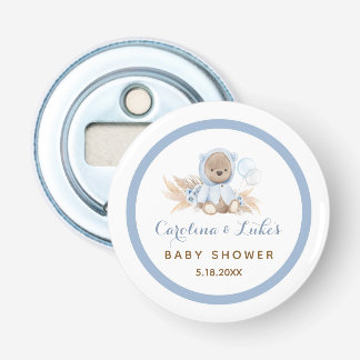 Décapsuleur Baby shower Ours Boho Bleu Favorisateur Ouverture 