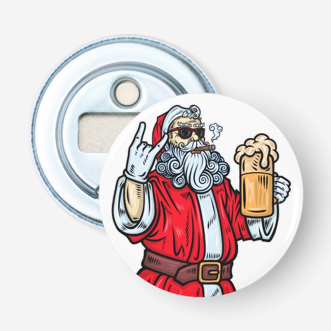 Décapsuleur Bad Père Noël, Rock, Bière et Cigar (Devant)