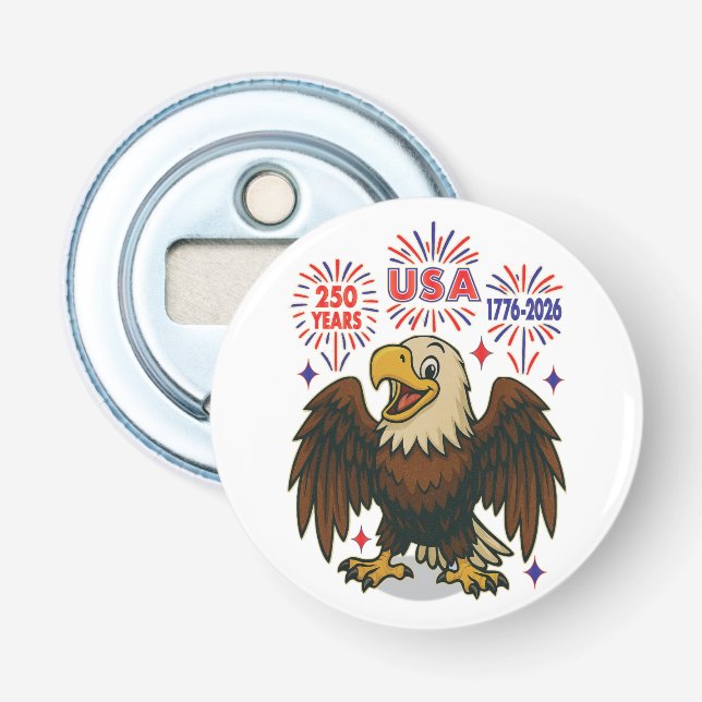 Décapsuleur Bald Eagle avec Fireworks - USA 250 ans 1776-2026 (Devant)