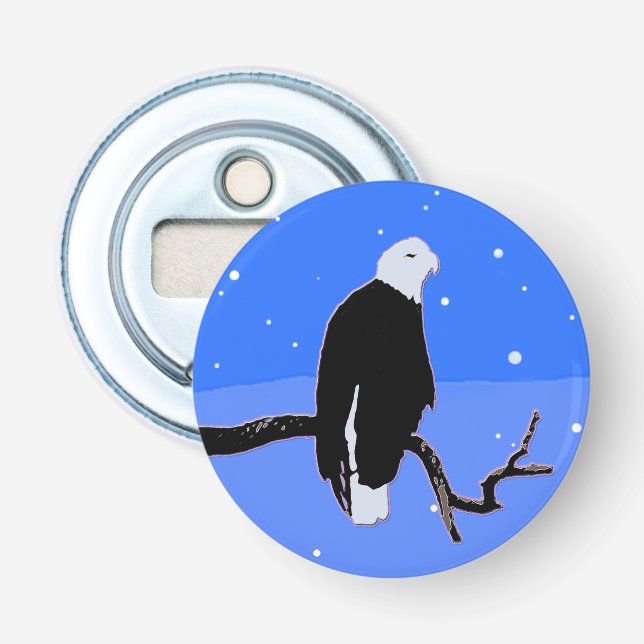 Décapsuleur Bald Eagle en hiver - Art original de la faune (Devant)