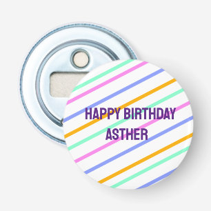 Décapsuleur Bandes colorées joyeux anniversaire ajouter nom ch