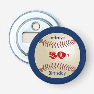 Décapsuleur Baseball Party Favor 50th Birthday Button