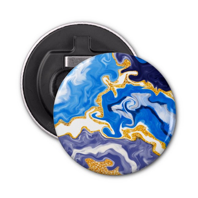 Décapsuleur Beau Bleu, Or et Blancs comme Eau (Devant)