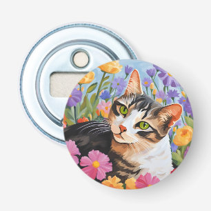 Décapsuleur Beau chat avec fleurs