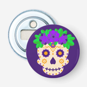 Décapsuleur Beau crâne avec Fleurs Día de los Muertos