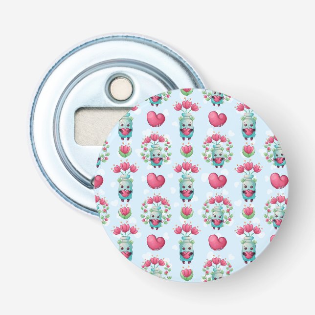 Décapsuleur Beau Floral Mason Jar Hearts Motif (Devant)