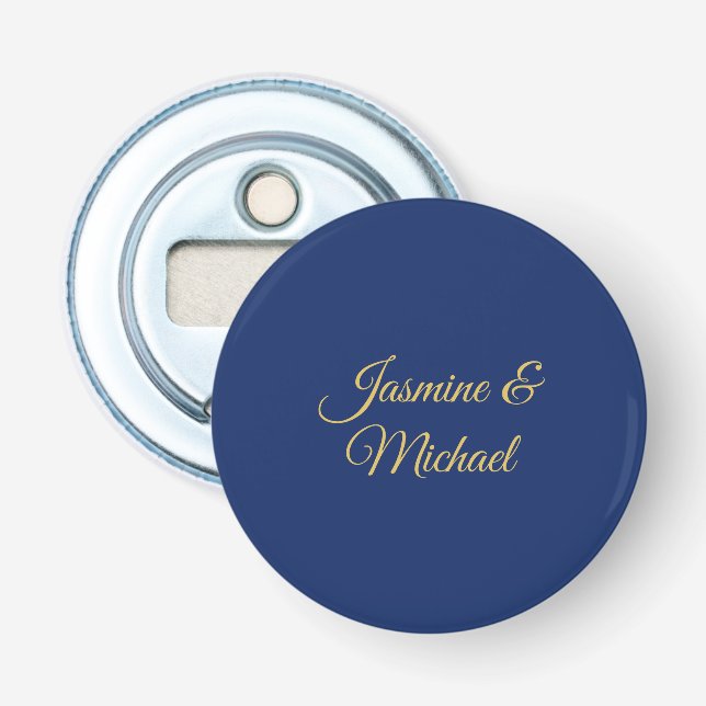 Décapsuleur Beaux Noms De Couple En Calligraphie Chic Bleu Et  (Devant)
