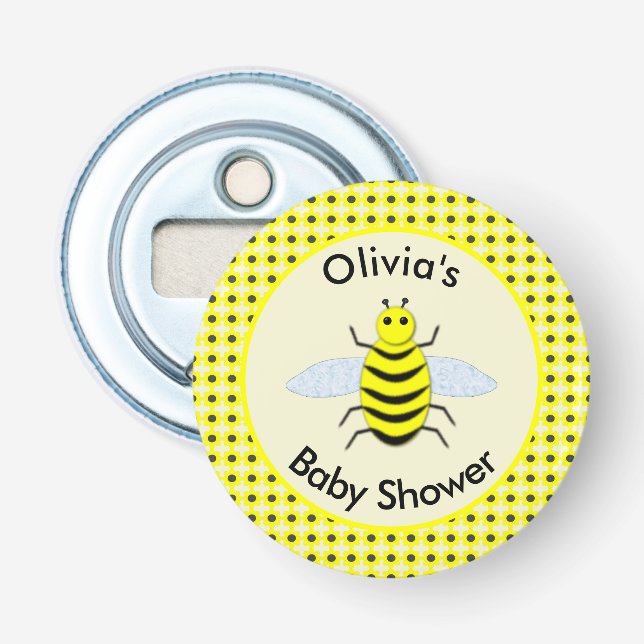 Décapsuleur Bébé jaune mignon abeille Baby shower neutre (Devant)