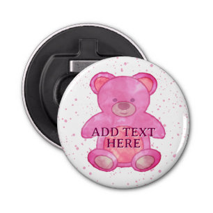 Décapsuleur Bébé mignon Ours En Rose Texte Personnalisé