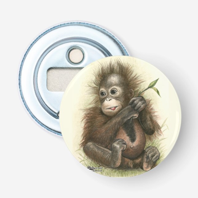 Décapsuleur Bébé orang-outan avec des feuilles (Devant)