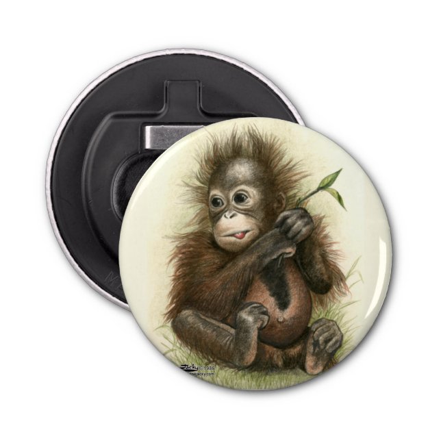 Décapsuleur Bébé Orangoutan avec Feuilles (Devant)