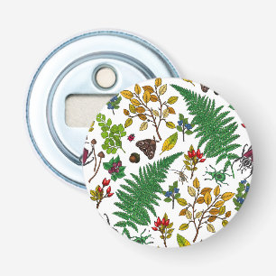 Décapsuleur Berries forestières, feuilles et buissons sur blan