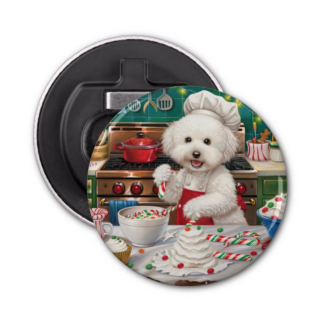 Décapsuleur Bichon Frise Gîtes : Festif Noël (Devant)
