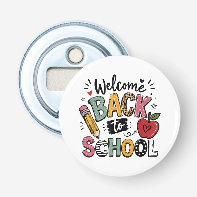 Décapsuleur Bienvenue à l'école Enseignant Élève Premier Jour (Devant)