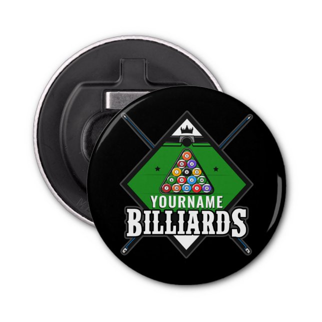 Décapsuleur Billard personnalisé NOM Cue Rack Pool Room (Devant)