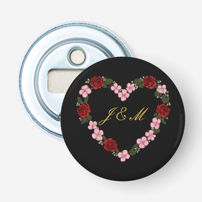 Décapsuleur Black magnetic with pink and red heart (Devant)