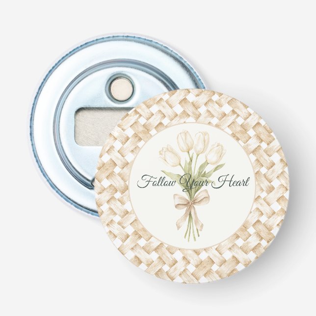 Décapsuleur Blanc Crème Tressé Panier Faux   (Devant)