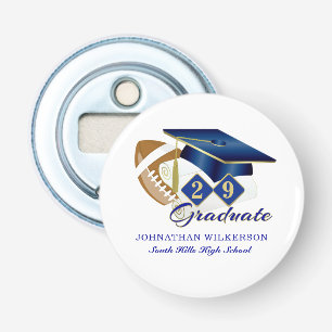 Décapsuleur Bleu Graduation Cap Football Personnalisé