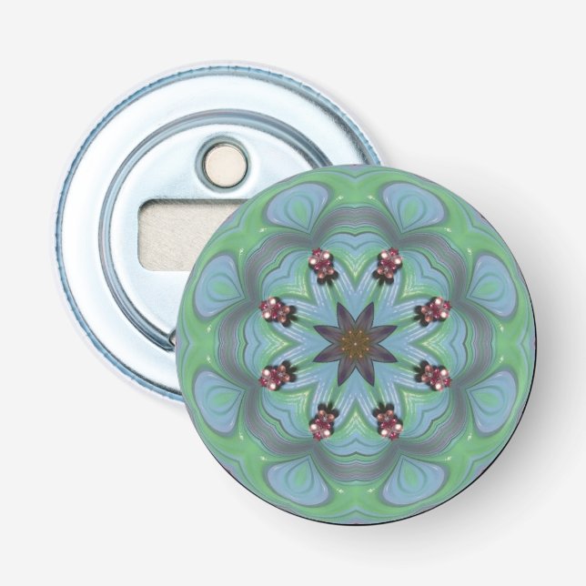 Décapsuleur Bleu Vert Rose Motif 3D ~ (Devant)