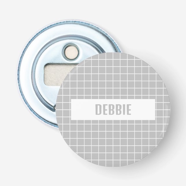 Décapsuleur Blocs de carreaux gris et blanc personnalisés (Devant)