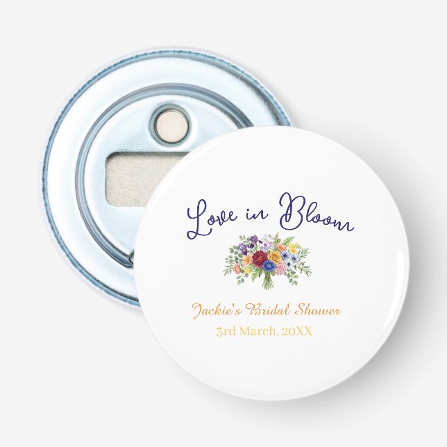 Décapsuleur blue boho amour en fleurs nom de la baby shower ré (Devant)