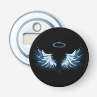Blue Glowing Angel Wings on black background