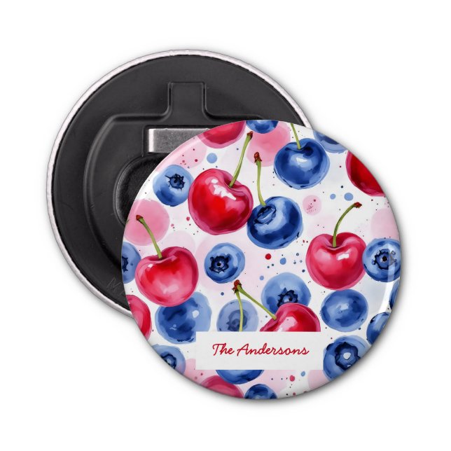 Décapsuleur Blue Red Fruit Nourriture Aquarelle Berry Cherry (Devant)