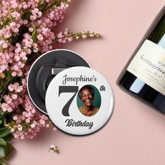 Décapsuleur Bold 70th Birthday Party Photo Favor (Créateur téléchargé)