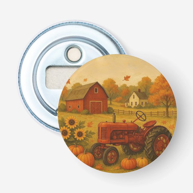 Décapsuleur Bon automne tracteur classique et ferme (Devant)