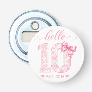 Décapsuleur Bonjour 10 Anniversaire   Rose Bonjour 10 Année pe