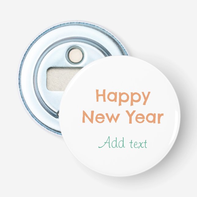 Décapsuleur Bonne année orange vert nom date moderne rétro (Devant)