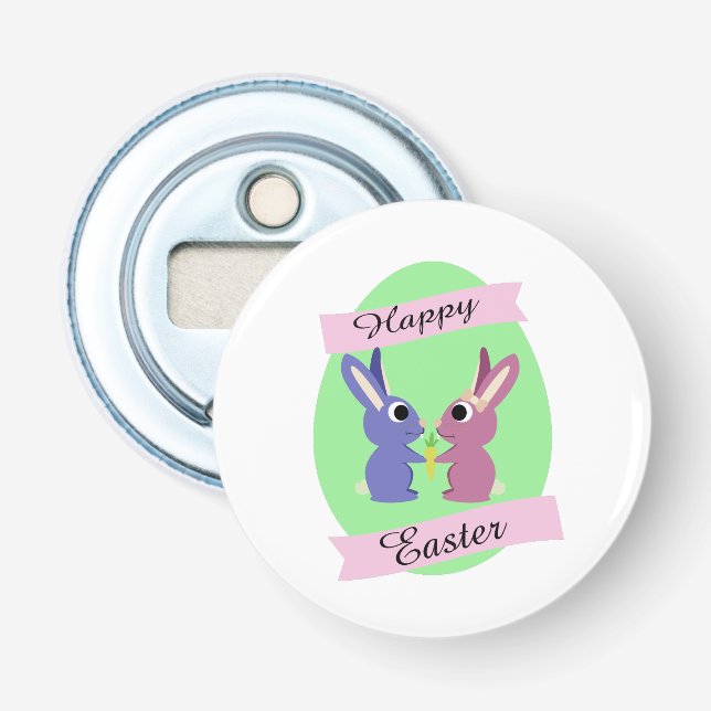Décapsuleur Bonne Pâques ! De mignons lapins (Devant)