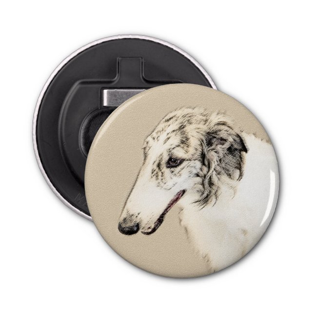Décapsuleur Borzoi (Argent Brindle) Peinture Chien Art origina (Devant)