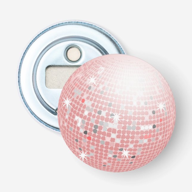 Décapsuleur Boule de disco rose poussiéreuse Rétro 70s (Devant)