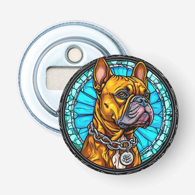 Décapsuleur Bouledogue français dans un design orné (Devant)