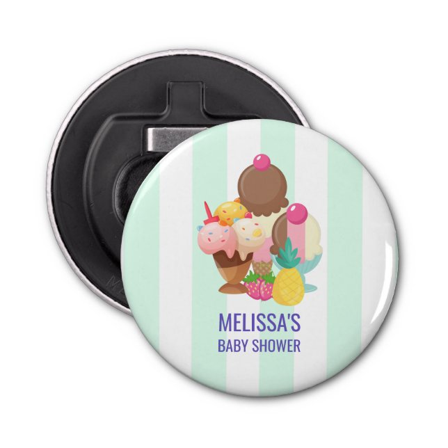 Décapsuleur Boulettes de crème glacée avec Baby shower d'arros (Devant)