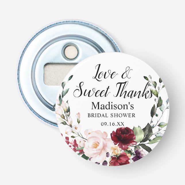 Décapsuleur Bouquet floral de Bourgogne à l'aquarelle Merci (Devant)