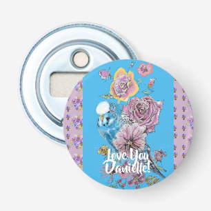 Décapsuleur Bouteille Budgie Watercolor florale Dames