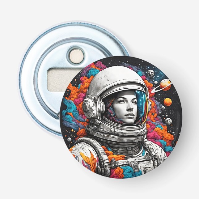 Décapsuleur Bouteille de fille de l'astronaute rétro (Devant)