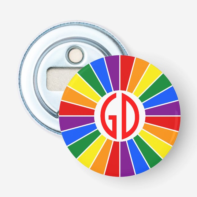 Décapsuleur BOUTON À DRAPEAU PLANIFIÉ RAYS + votre signe ou vo (Devant)