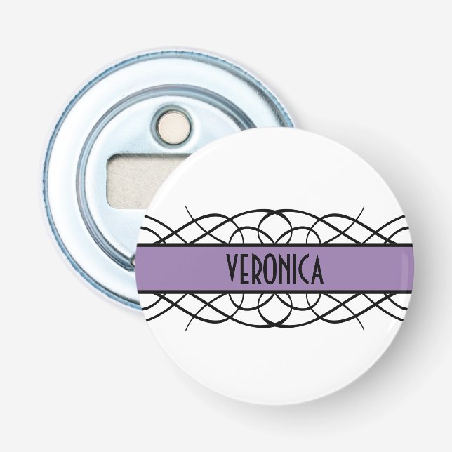 Décapsuleur Bouton fleuri violet Déco Ouverture de bouteille (Devant)