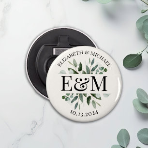 Décapsuleur Bouton Mariage Eucalyptus personnalisé