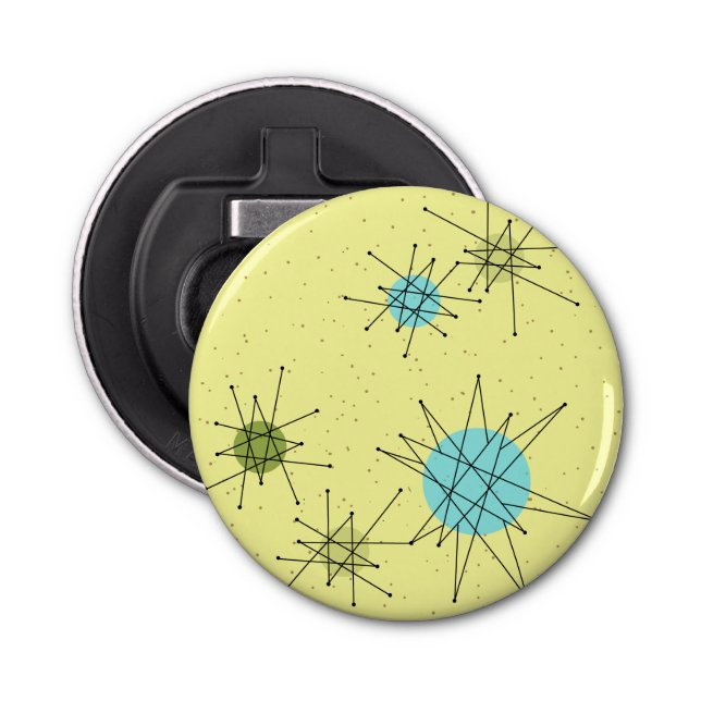 Décapsuleur Bouton Motif Jaune Iconique Starbursts (Devant)