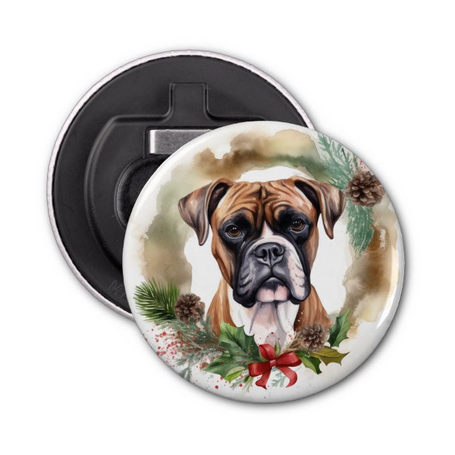 Décapsuleur Boxer Christmas Wreath Festive Pup (Devant)