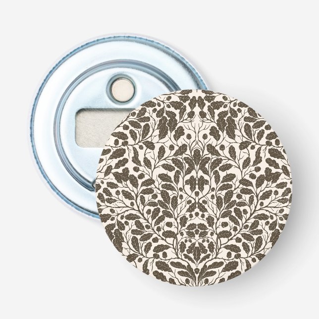 Décapsuleur Branches de chêne et feuilles, motif damassé en br (Devant)
