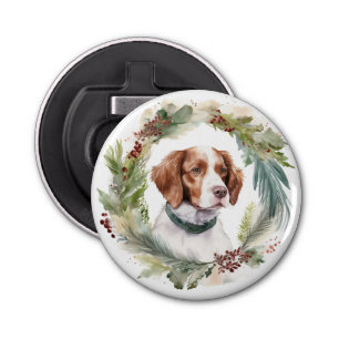 Décapsuleur Bretagne Espagnol Noël Wreath Festive Pup