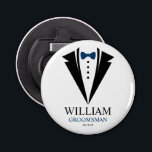 Décapsuleur Bright Bow Cravate Tuxedo "Groomsman" Personnalisé<br><div class="desc">Fun mariage personnalisé favorise le design.</div>