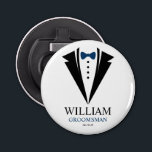 Décapsuleur Bright Bow Cravate Tuxedo "Groomsman" Personnalisé<br><div class="desc">Fun mariage personnalisé favorise le design.</div>