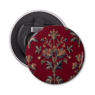 Décapsuleur  broderie medievale fleurie en rouge bordeaux