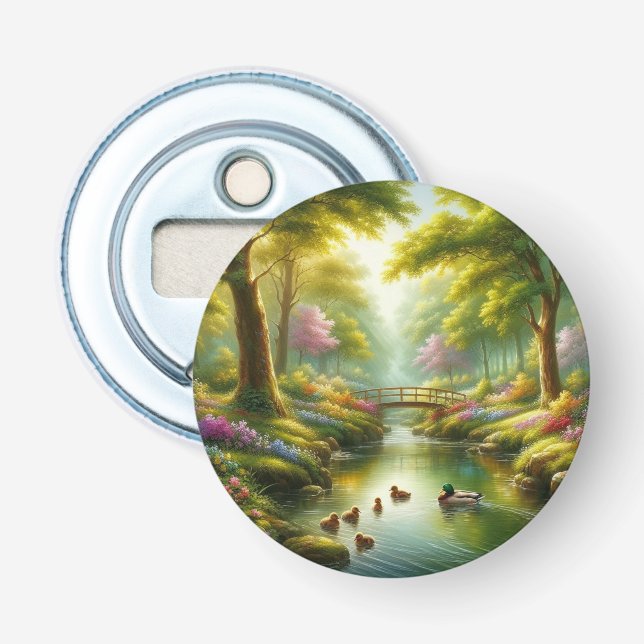Décapsuleur Brook de printemps avec canards/fleurs (Devant)